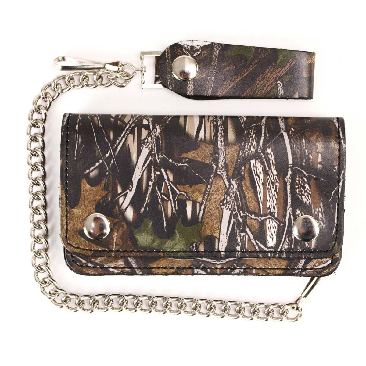 Milwaukee Leather MLW7803 Men's 6” Camouflage Bi-Fold Leather Wallet w/ Anti-Theft Stainless Steel Chain - Image 5