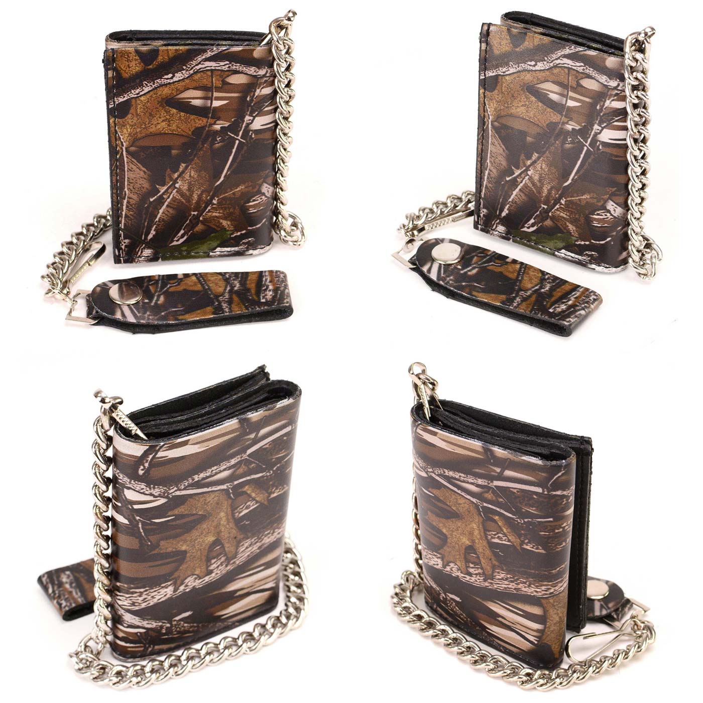 Milwaukee Leather MLW7804 Men's 4” Camouflage Tri-Fold Leather Biker Wallet w/ Anti-Theft Stainless Steel Chain - Image 4