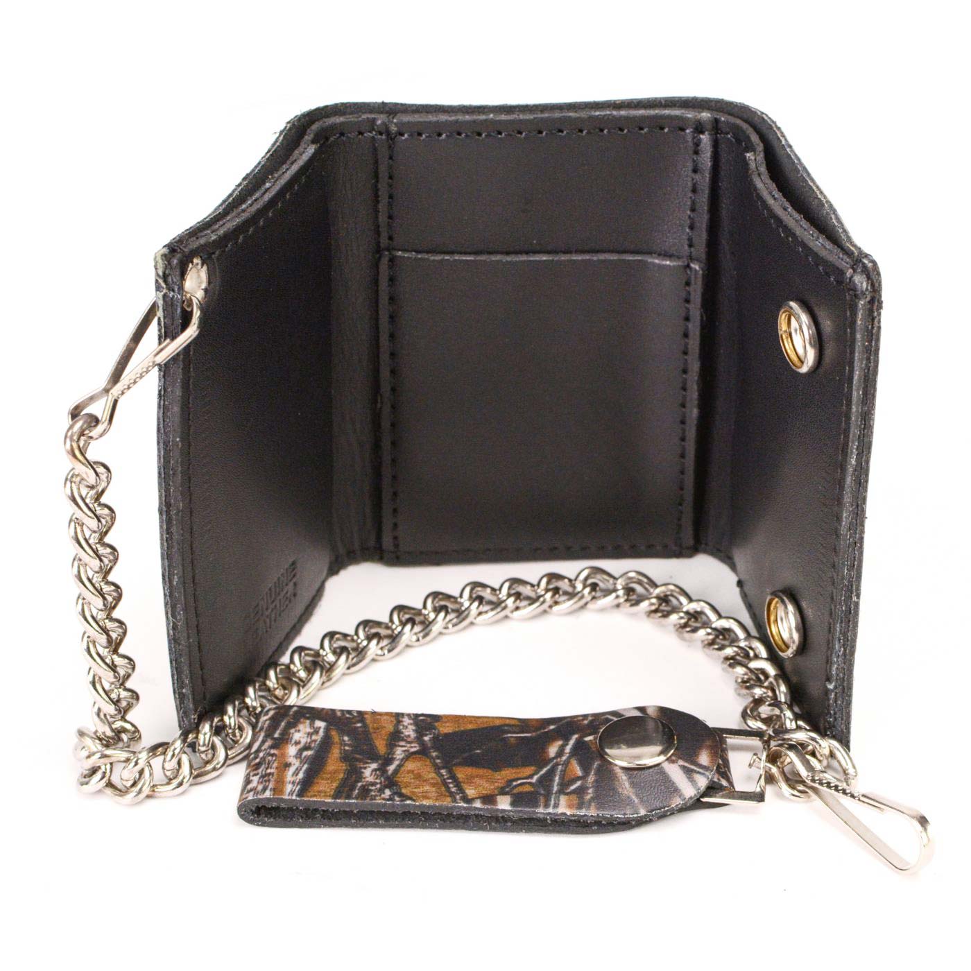 Milwaukee Leather MLW7804 Men's 4” Camouflage Tri-Fold Leather Biker Wallet w/ Anti-Theft Stainless Steel Chain - Image 5