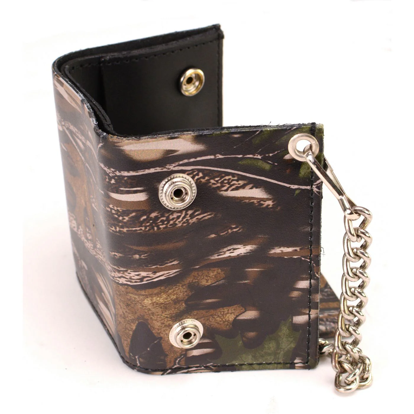 Milwaukee Leather MLW7804 Men's 4” Camouflage Tri-Fold Leather Biker Wallet w/ Anti-Theft Stainless Steel Chain - Image 6