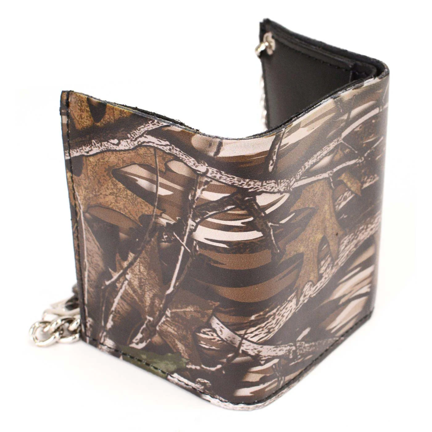 Milwaukee Leather MLW7804 Men's 4” Camouflage Tri-Fold Leather Biker Wallet w/ Anti-Theft Stainless Steel Chain - Image 7
