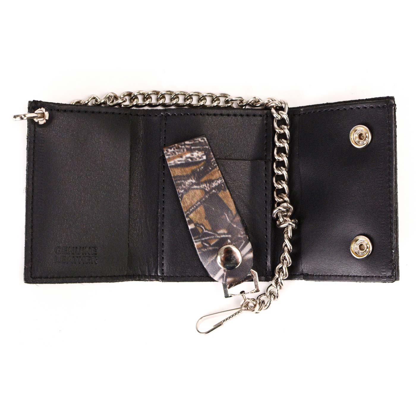 Milwaukee Leather MLW7804 Men's 4” Camouflage Tri-Fold Leather Biker Wallet w/ Anti-Theft Stainless Steel Chain - Image 8