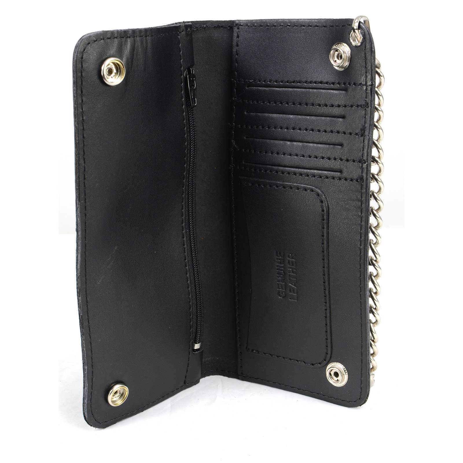 Milwaukee Leather MLW7806 Men's 8” Leather Long Bi-Fold Biker Wallet w/ Anti-Theft Stainless Steel Chain - Image 2