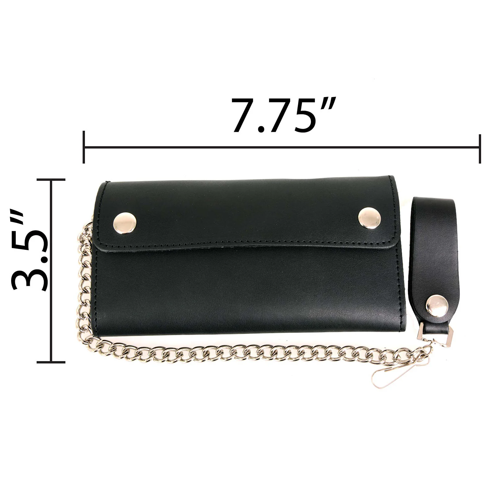 Milwaukee Leather MLW7811 Men's 8” Black Leather Biker Wallet - Bi-Fold w/ Anti-Theft Stainless Steel Chain - Image 3