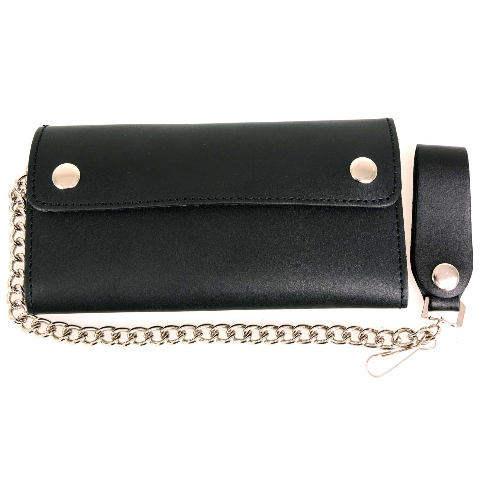 Milwaukee Leather MLW7811 Men's 8” Black Leather Biker Wallet - Bi-Fold w/ Anti-Theft Stainless Steel Chain - Image 4