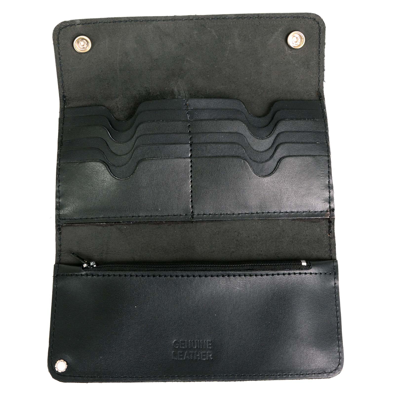 Milwaukee Leather MLW7811 Men's 8” Black Leather Biker Wallet - Bi-Fold w/ Anti-Theft Stainless Steel Chain - Image 6