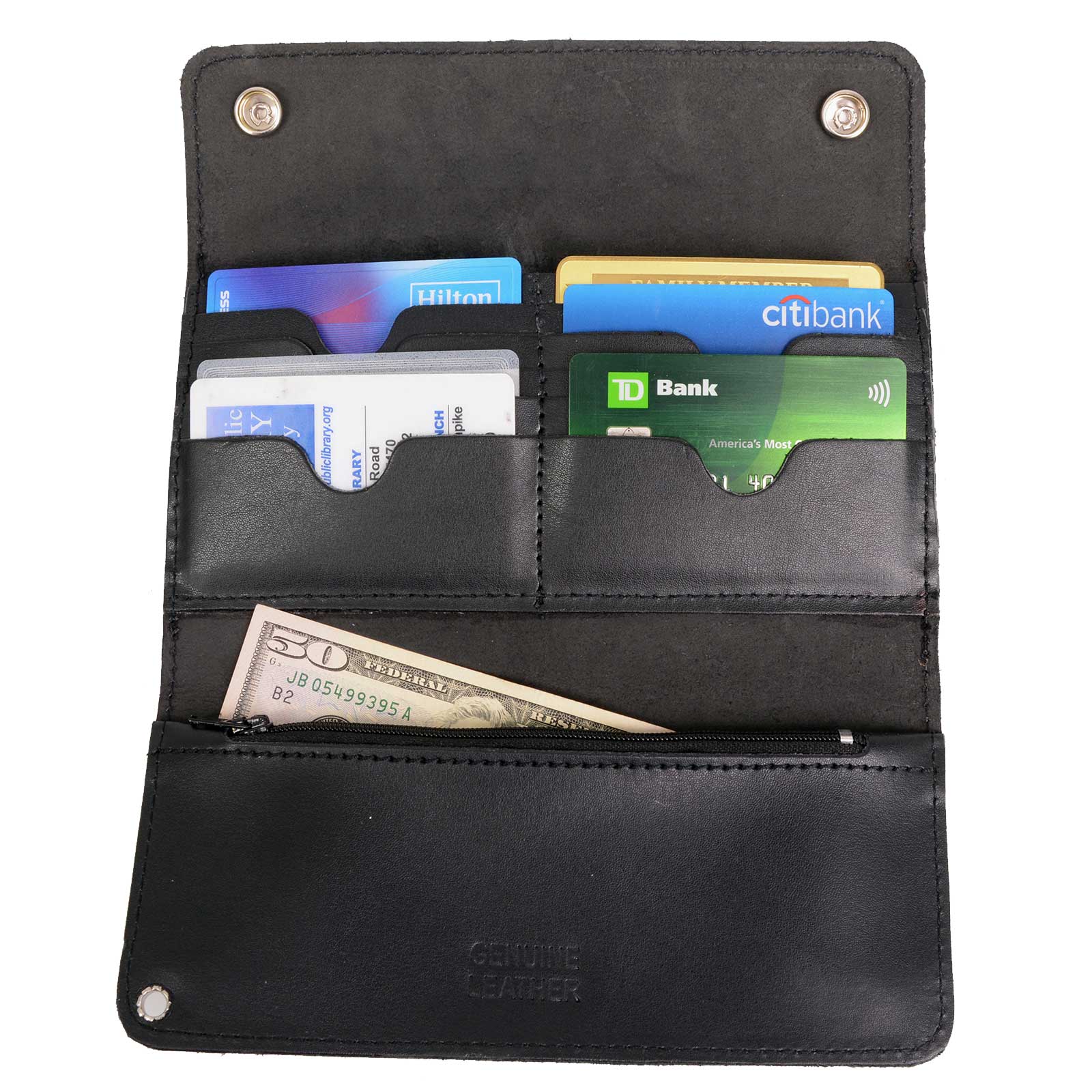 Milwaukee Leather MLW7811 Men's 8” Black Leather Biker Wallet - Bi-Fold w/ Anti-Theft Stainless Steel Chain - Image 7