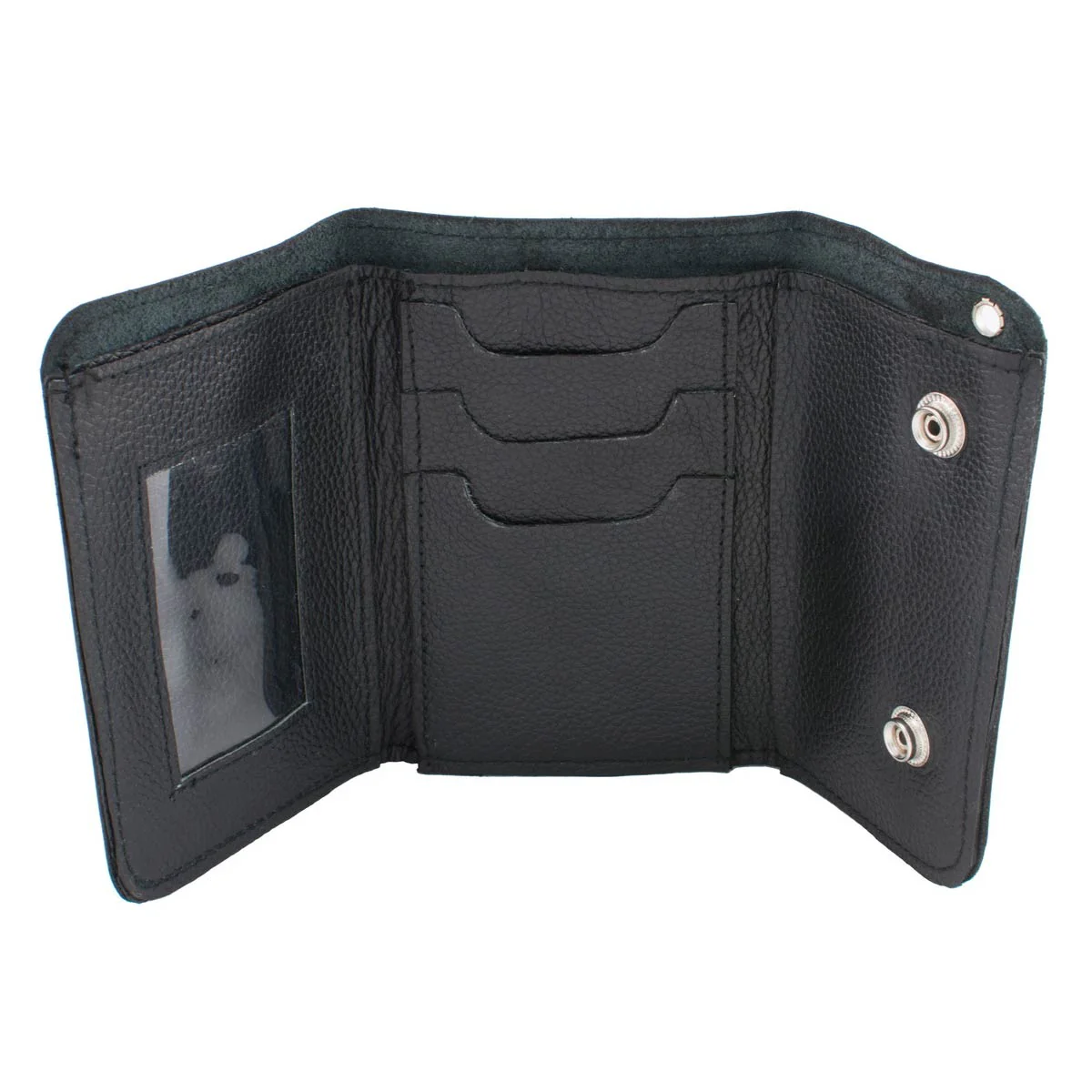 Milwaukee Leather MLW7820 Men's Black Leather Tri Fold Wallet with Steel Chain - Image 2