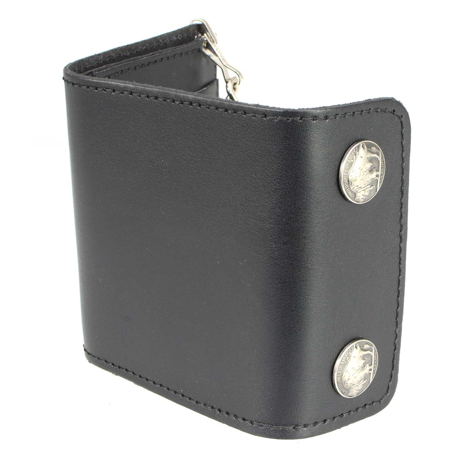 Milwaukee Leather MLW7821 Men's 4” Leather Biker Tri-Fold Wallet w/Buffalo Nickel Snaps Wallet w/ Anti-Theft Stainless Steel Chain - Image 7