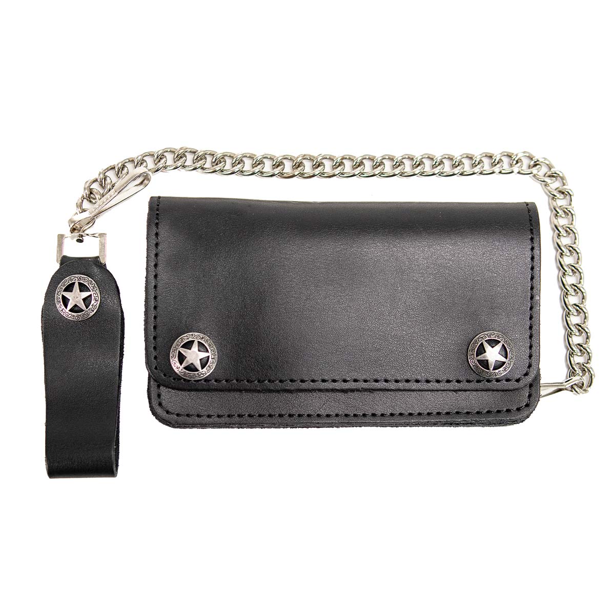 Milwaukee Leather MLW7824 Men's 6.25" Western Star Black Bi-Fold Leather Biker Wallet w/ Anti-Theft Stainless Steel Chain - Image 2