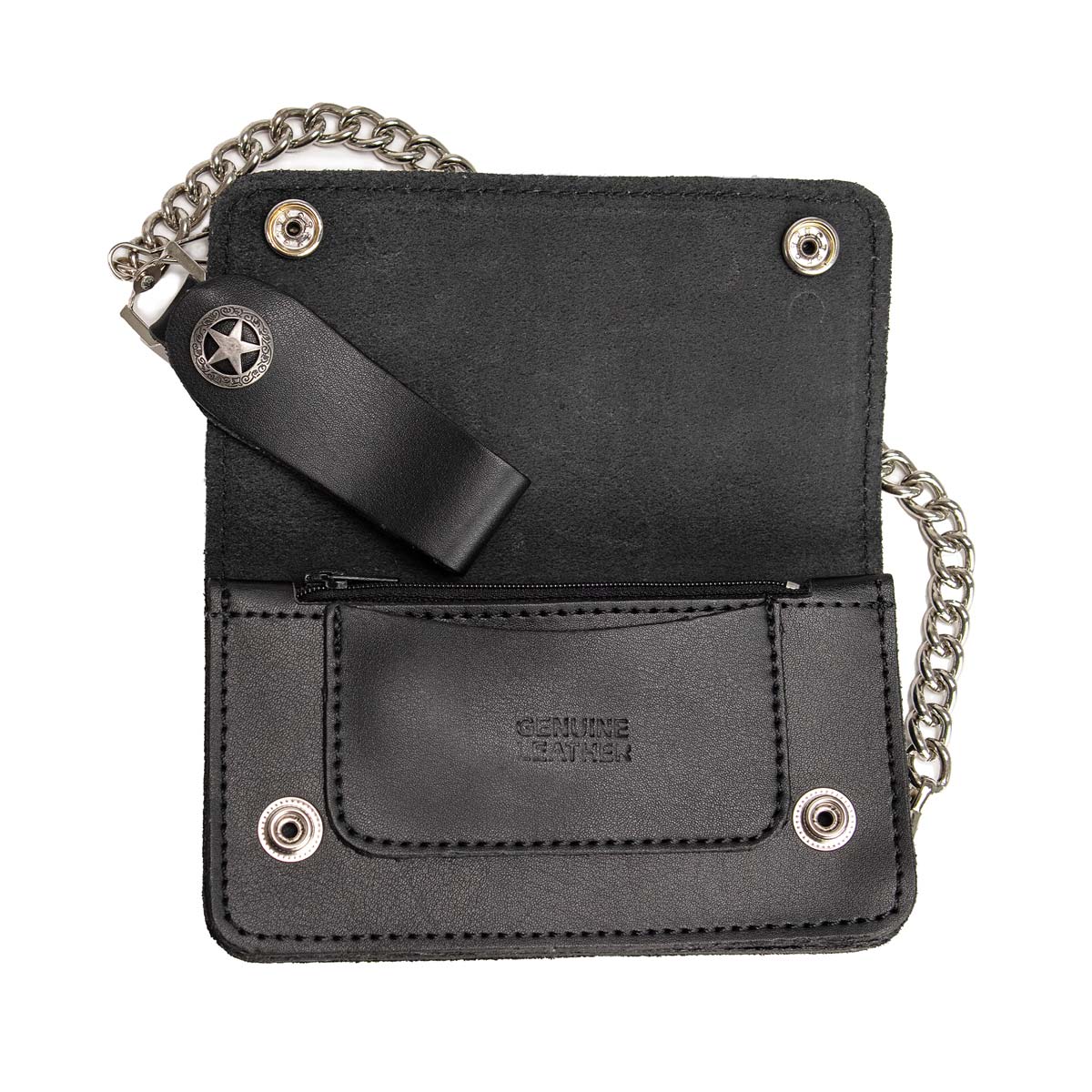 Milwaukee Leather MLW7824 Men's 6.25" Western Star Black Bi-Fold Leather Biker Wallet w/ Anti-Theft Stainless Steel Chain - Image 4