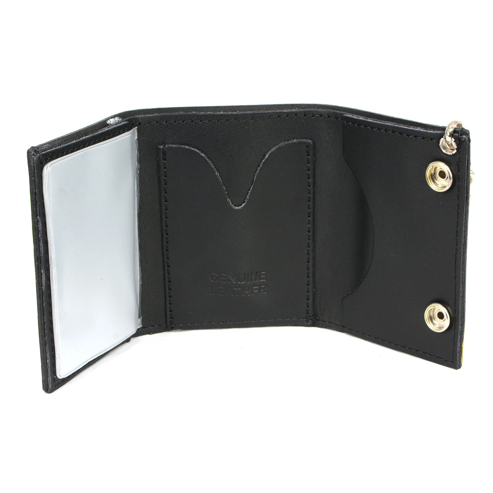 Milwaukee Leather MLW7832 Men's 4” Leather “Flamed” Tri-Fold Biker Wallet w/ Anti-Theft Stainless Steel Chain - Image 5