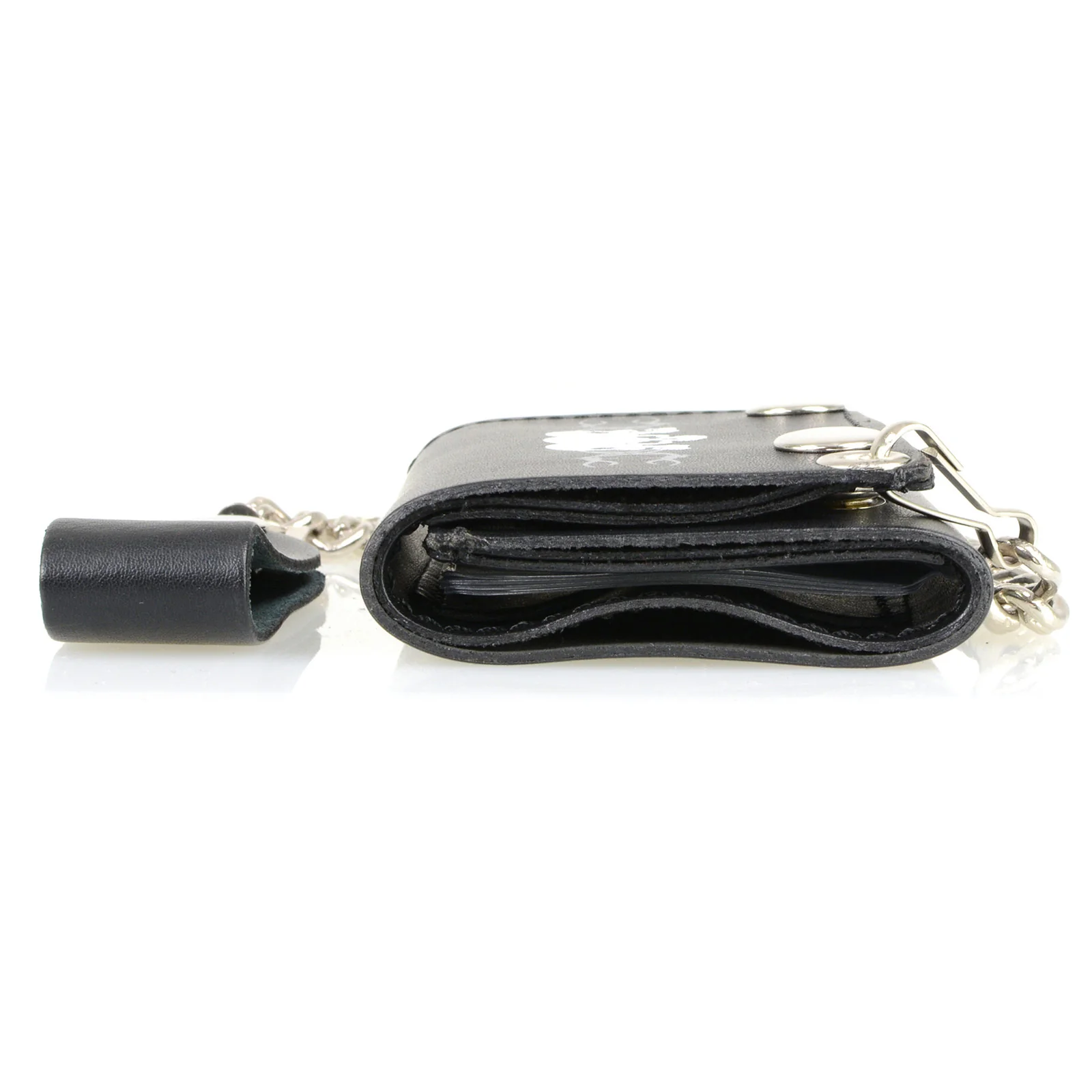 Milwaukee Leather MLW7836 Men's 4” Leather “Triple Skull” Tri-Fold Wallet w/ Anti-Theft Stainless Steel Chain - Image 8