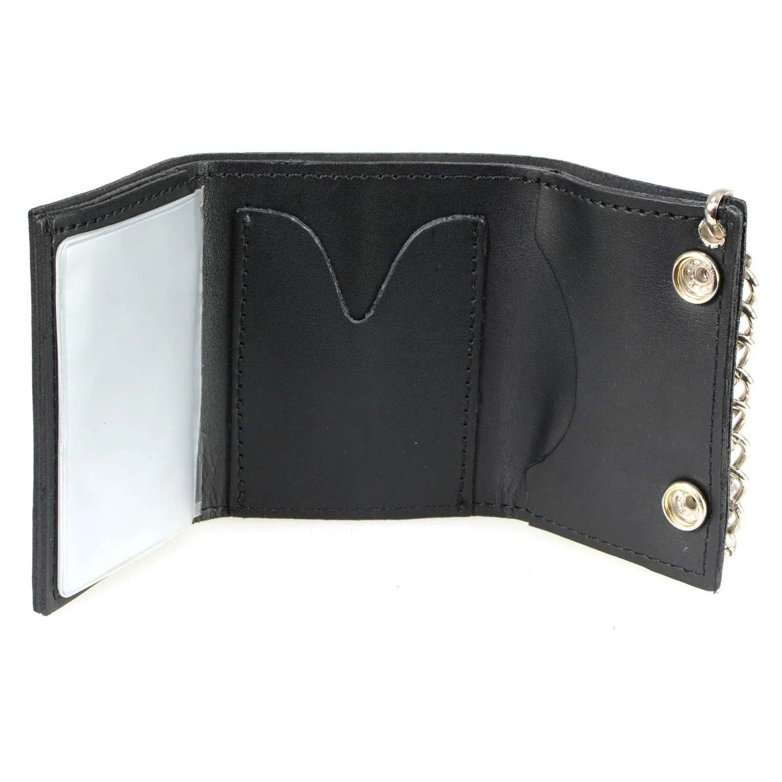 Milwaukee Leather MLW7837 Men's 4” Leather “Eagle w/ Flag” Tri-Fold Wallet w/ Anti-Theft Stainless Steel Chain - Image 8