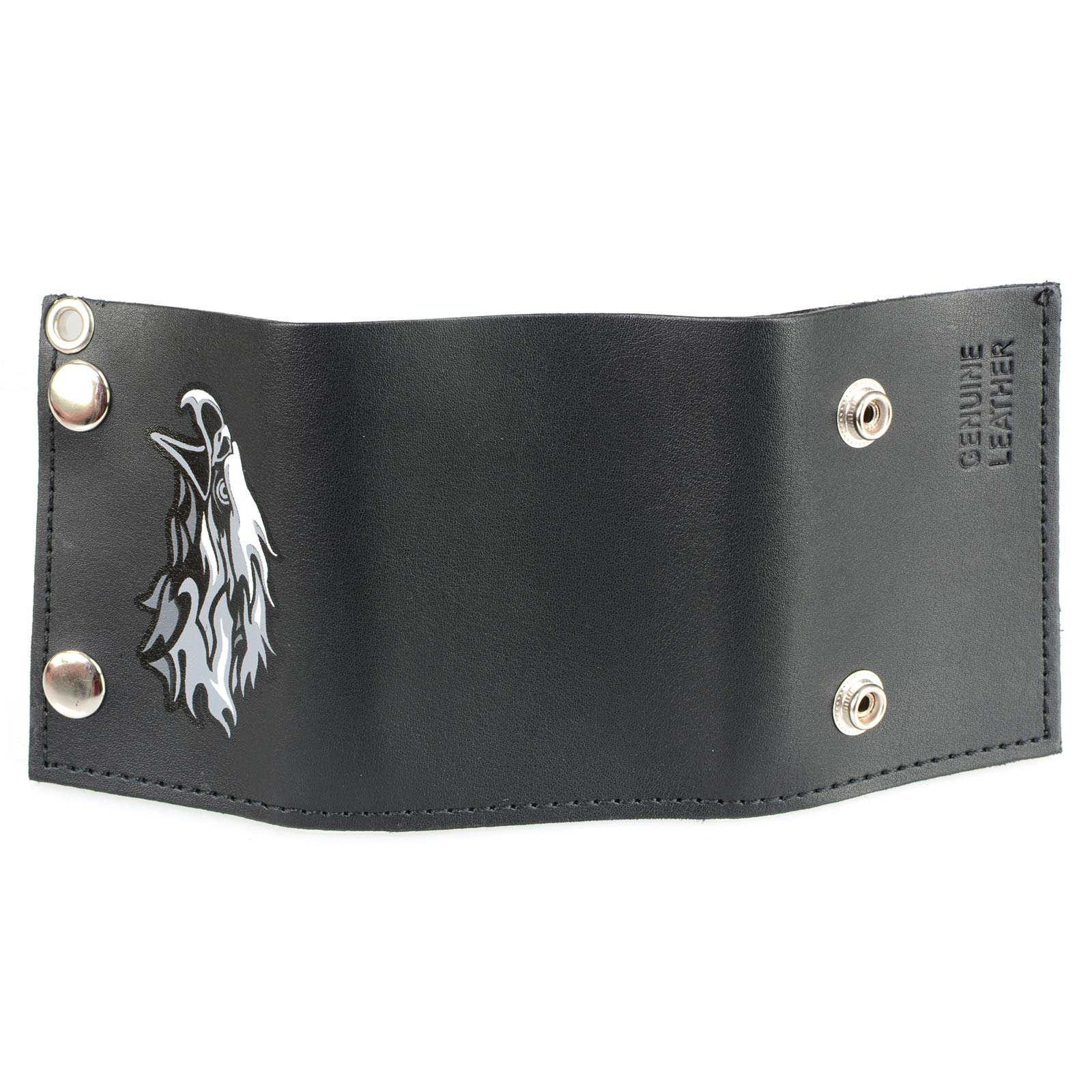 Milwaukee Leather MLW7838 Men's 4” Leather “Flaming Eagle” Tri-Fold Wallet w/ Anti-Theft Stainless Steel Chain - Image 7