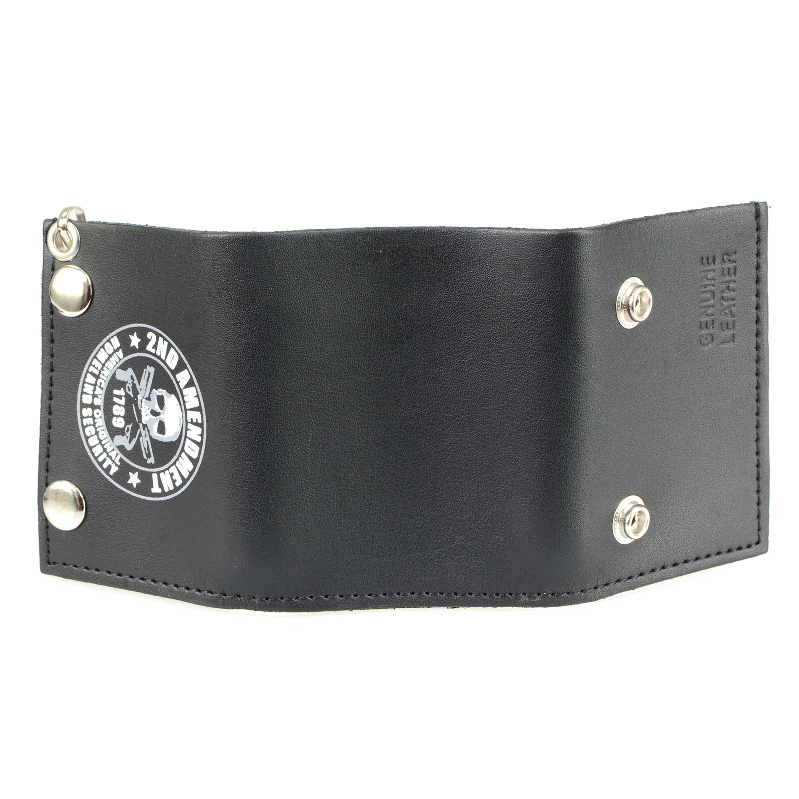 Milwaukee Leather MLW7839 Men's 4” Leather “2nd Amendment” Tri-Fold Wallet w/ Anti-Theft Stainless Steel Chain - Image 7