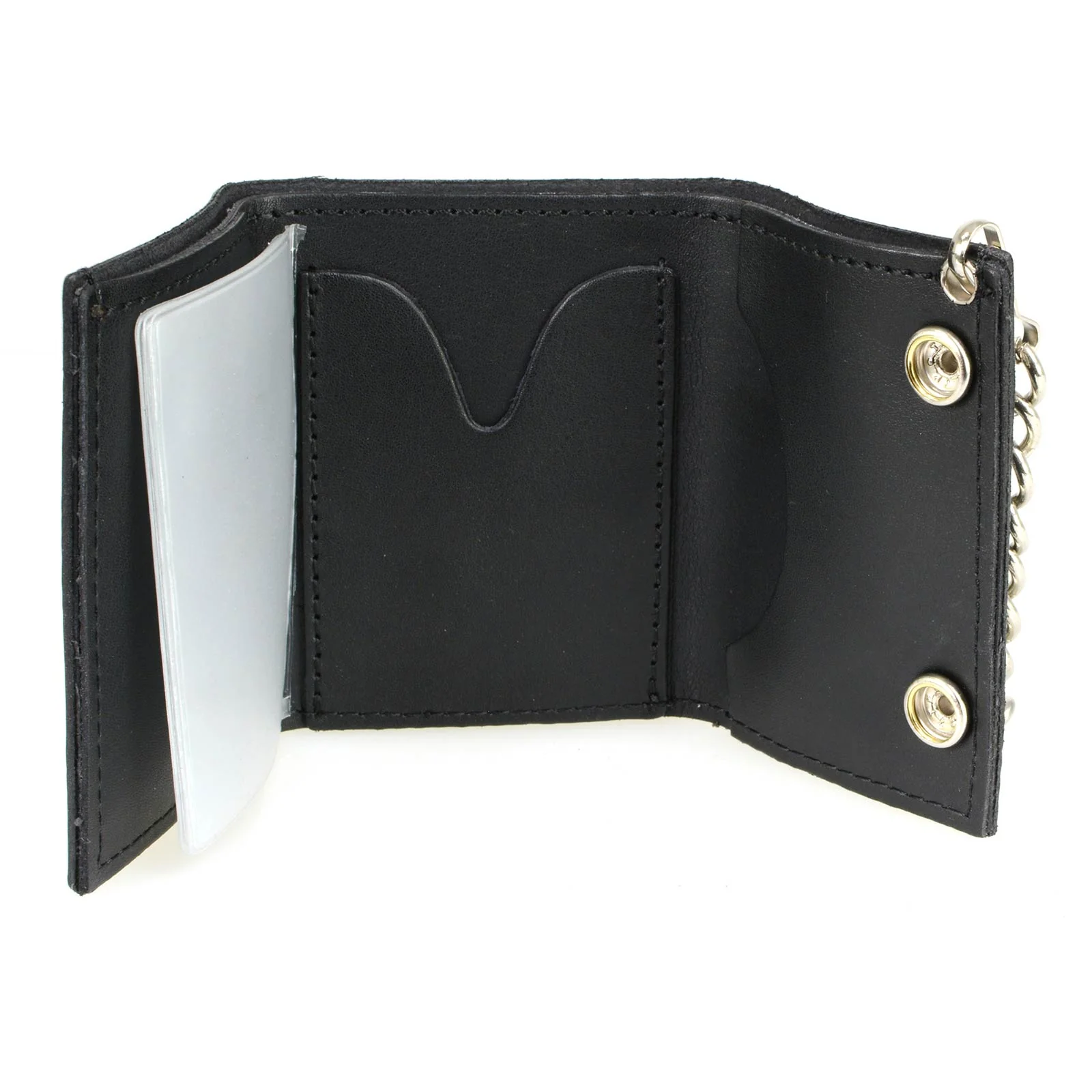 Milwaukee Leather MLW7840 Men's 4” Leather “Skeleton Finger” Tri-Fold Wallet w/ Anti-Theft Stainless Steel Chain - Image 10