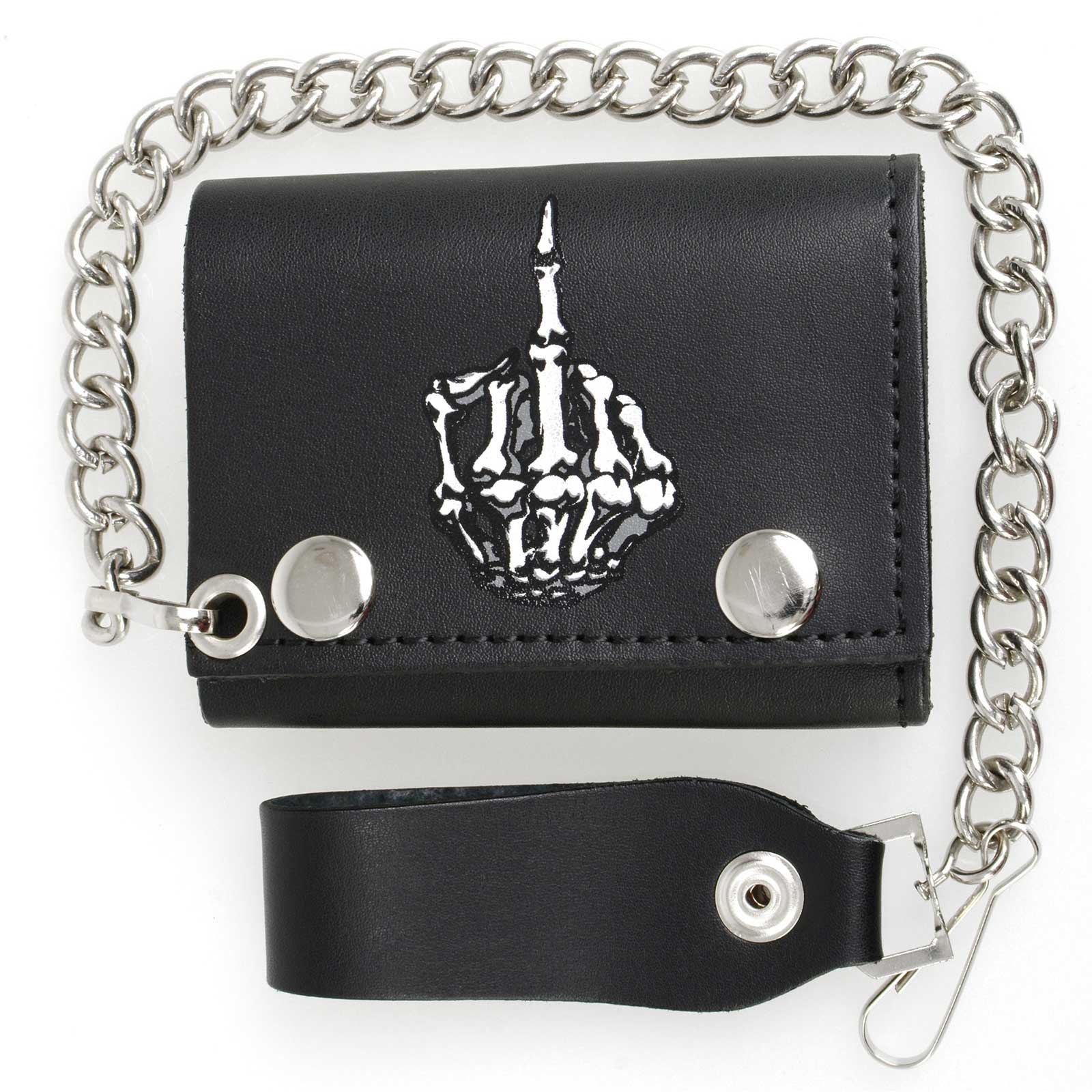 Milwaukee Leather MLW7840 Men's 4” Leather “Skeleton Finger” Tri-Fold Wallet w/ Anti-Theft Stainless Steel Chain - Image 11