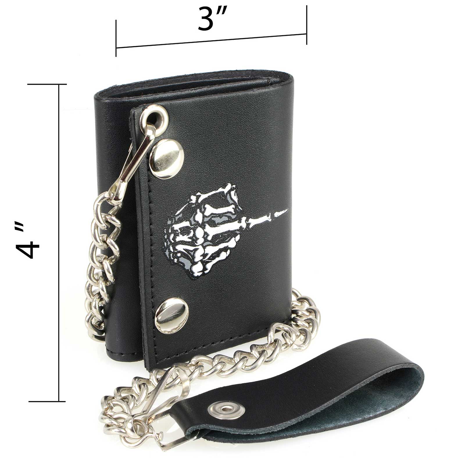 Milwaukee Leather MLW7840 Men's 4” Leather “Skeleton Finger” Tri-Fold Wallet w/ Anti-Theft Stainless Steel Chain - Image 15
