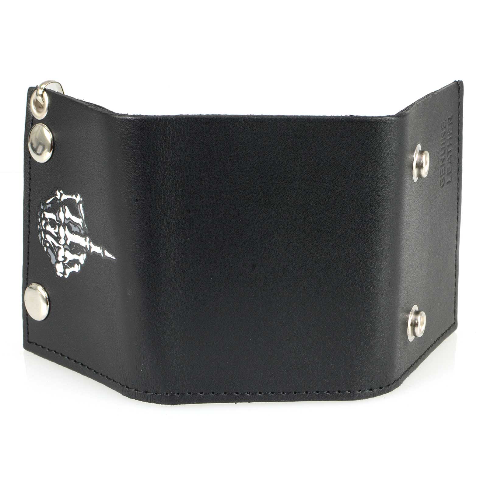 Milwaukee Leather MLW7840 Men's 4” Leather “Skeleton Finger” Tri-Fold Wallet w/ Anti-Theft Stainless Steel Chain - Image 9