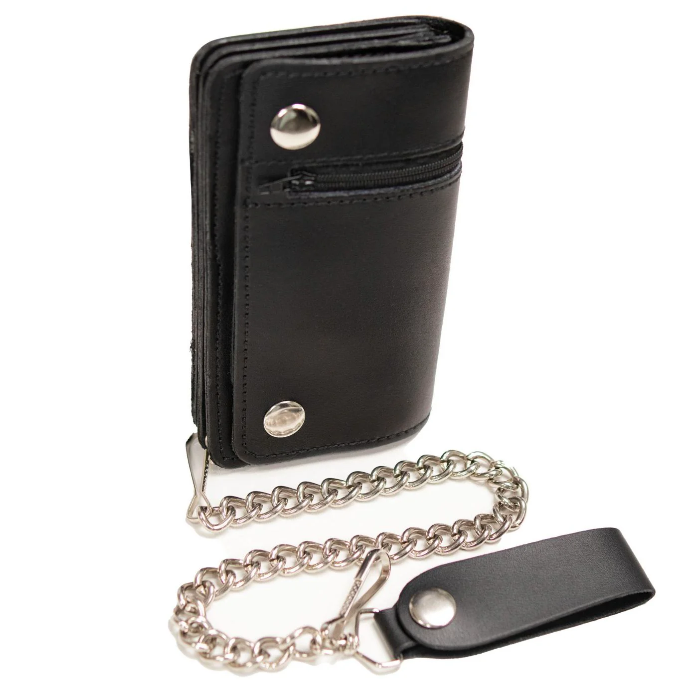 Milwaukee Leather MLW7882 Men's 6” Black Leather Biker Wallet w/ Outer Pocket - Bi-Fold Anti-Theft Stainless Steel Chain - Image 5