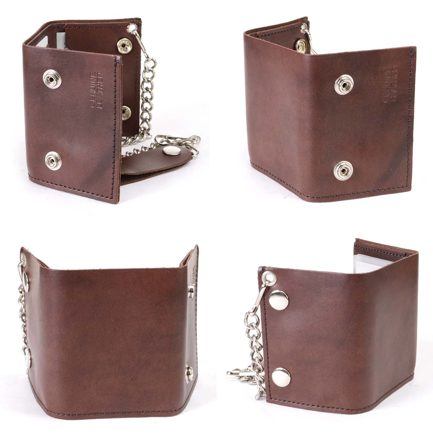 Milwaukee Leather MLW7886 Men's 4” Antique Brown Leather Biker Tri-Fold Wallet w/ Anti-Theft Stainless Steel Chain - Image 8