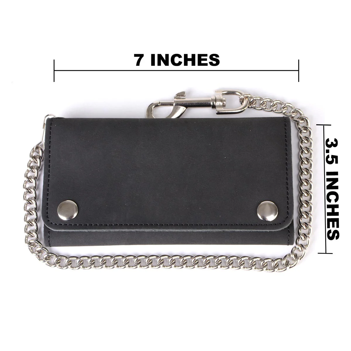 Milwaukee Leather MLW7891 Men's 7" Premium Leather Tri-Fold Biker Wallet w/ Anti-Theft Stainless Steel Chain and Zipper Pocket - Image 3