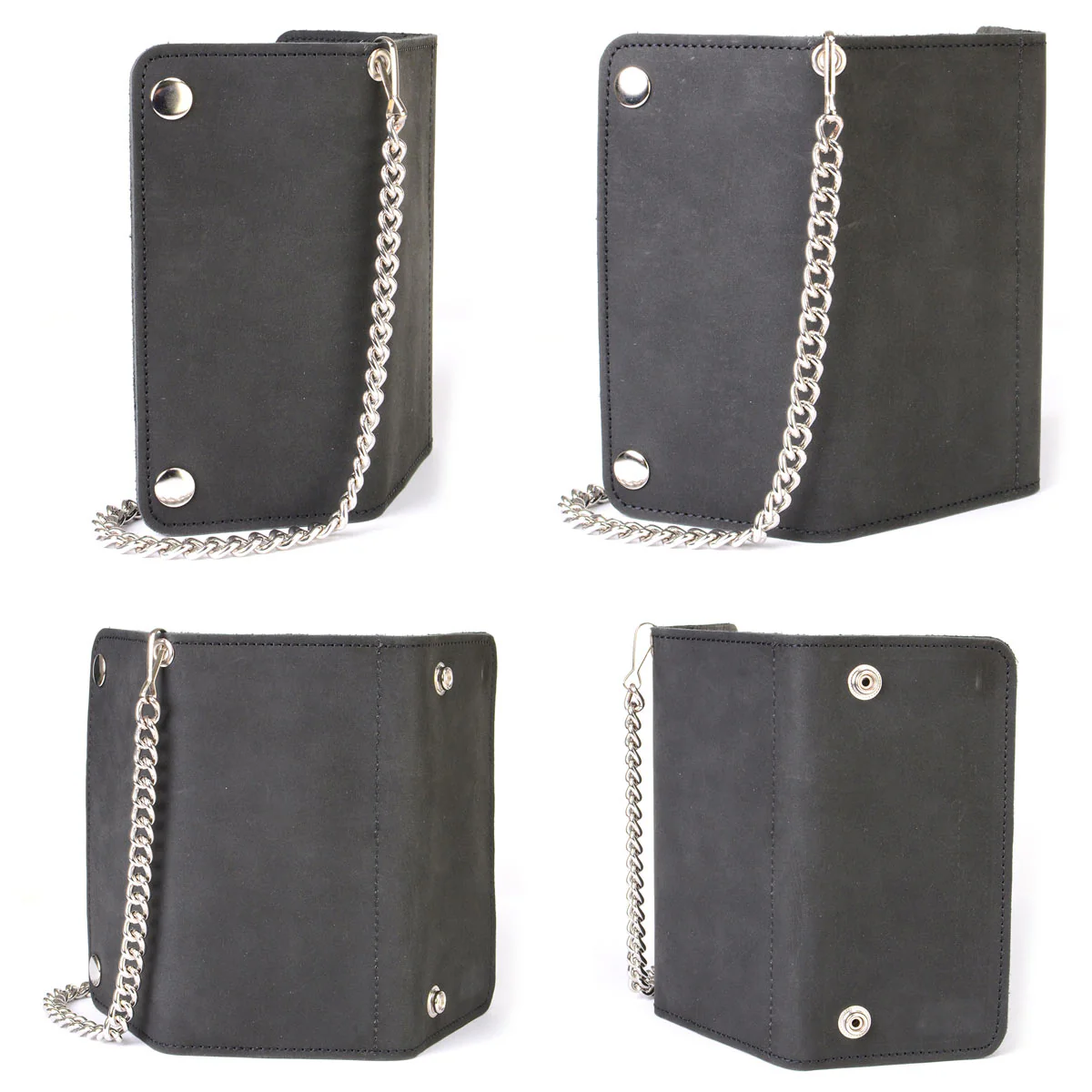 Milwaukee Leather MLW7891 Men's 7" Premium Leather Tri-Fold Biker Wallet w/ Anti-Theft Stainless Steel Chain and Zipper Pocket - Image 5