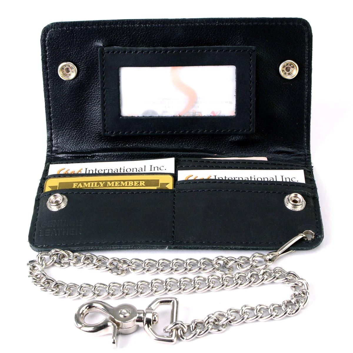 Milwaukee Leather MLW7893 Men's 7" Leather Bi-Fold Biker Wallet w/ Multiple Storage and Swivel Trigger Clip Anti-Theft Stainless Steel Chain - Image 5