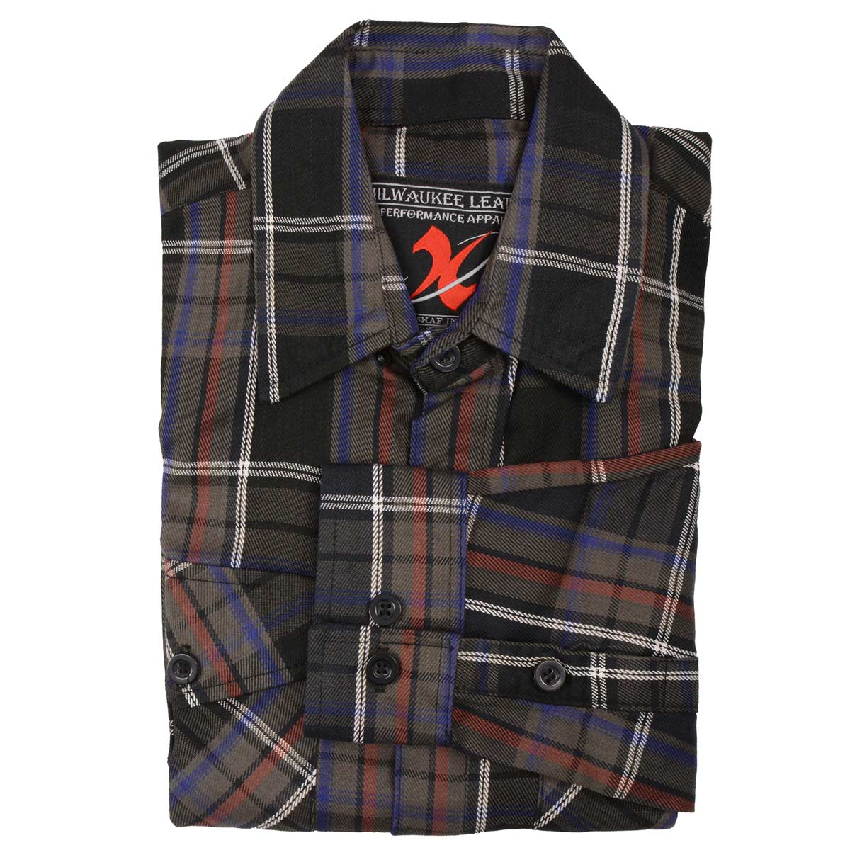 Milwaukee Leather MNG11637 Men's Black, Purple, Grey and Red Long Sleeve Cotton Flannel Shirt - Image 7