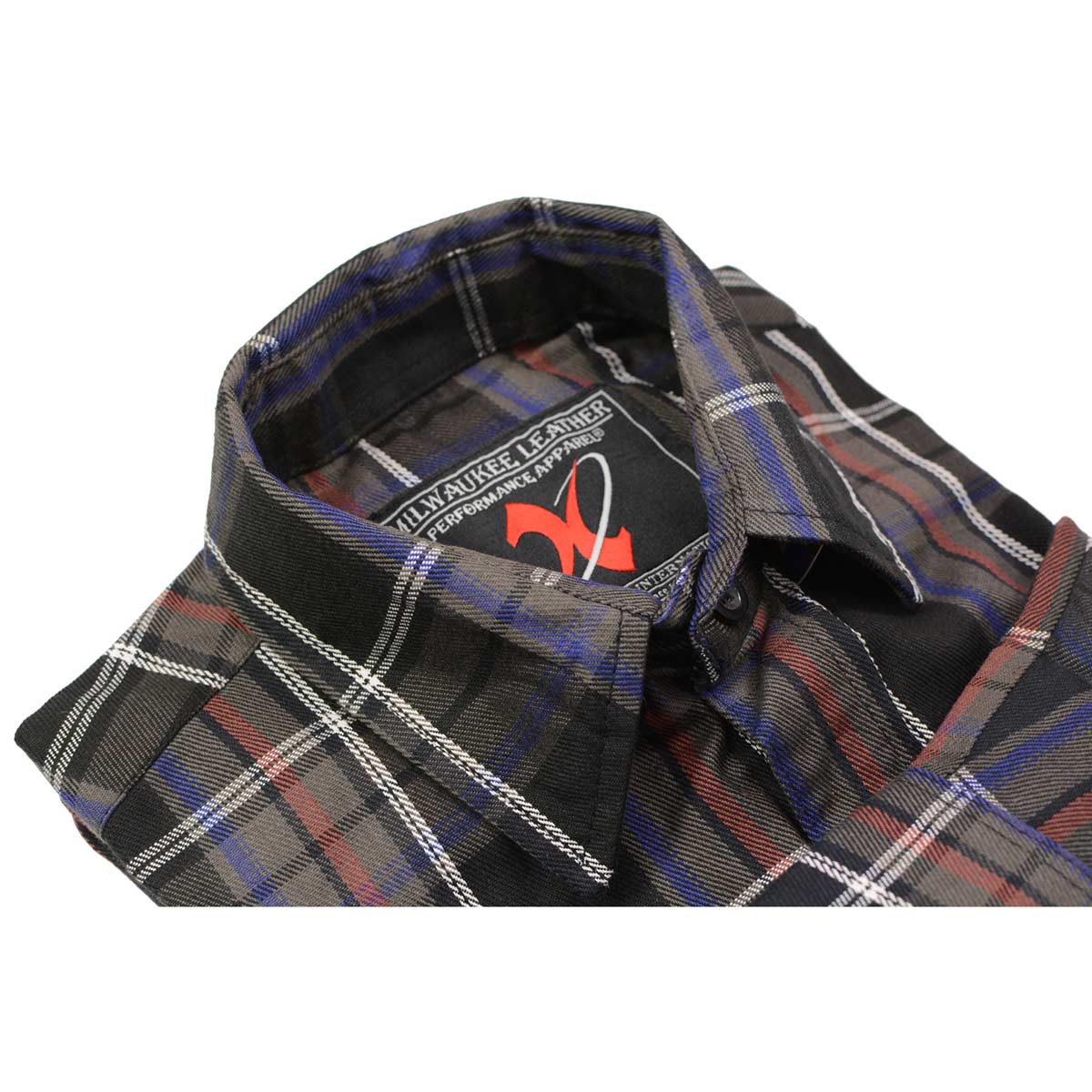 Milwaukee Leather MNG11637 Men's Black, Purple, Grey and Red Long Sleeve Cotton Flannel Shirt - Image 8