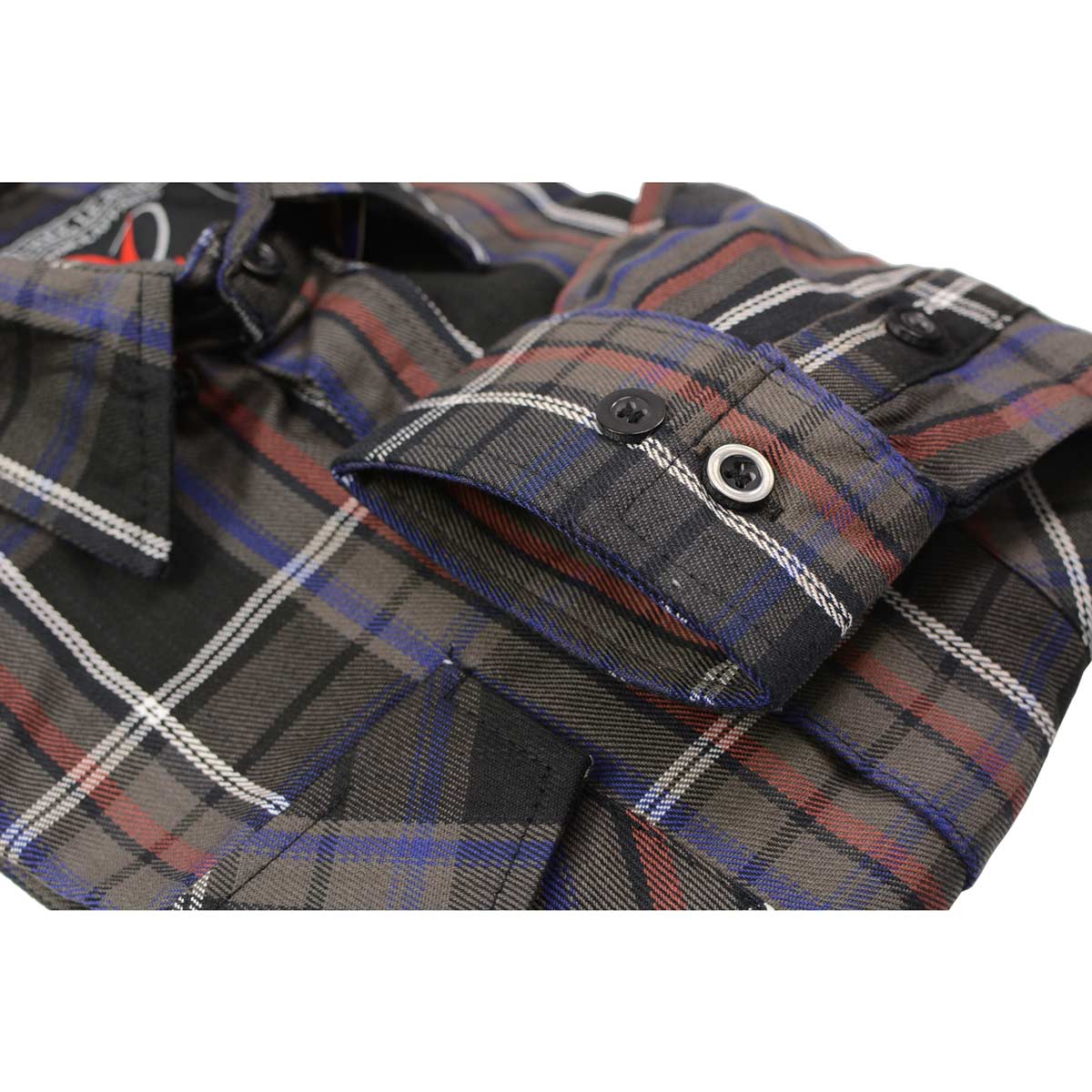 Milwaukee Leather MNG11637 Men's Black, Purple, Grey and Red Long Sleeve Cotton Flannel Shirt - Image 9