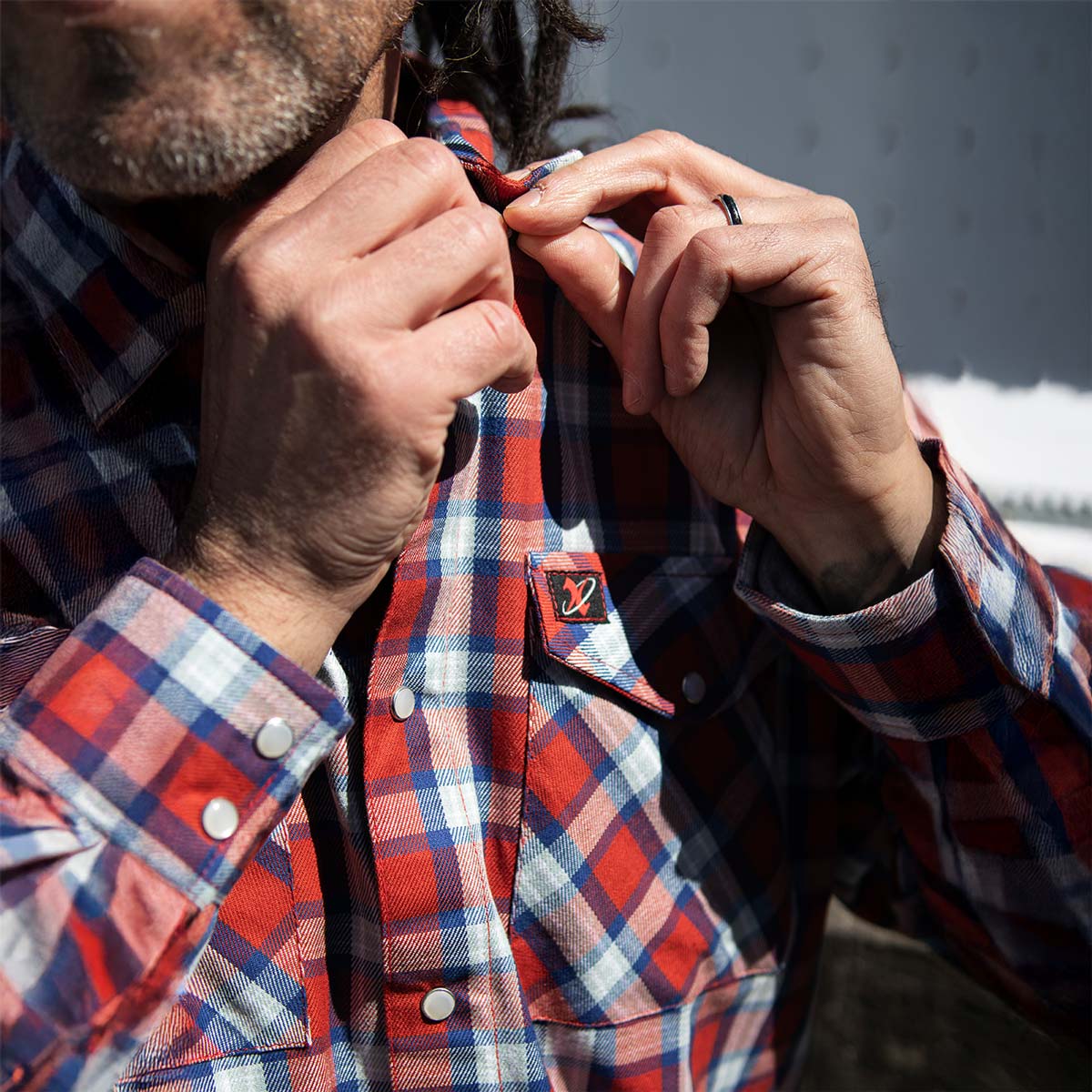 Milwaukee Leather MNG11638 Men's Red and Blue with White Long Sleeve Cotton Flannel Shirt - Image 5
