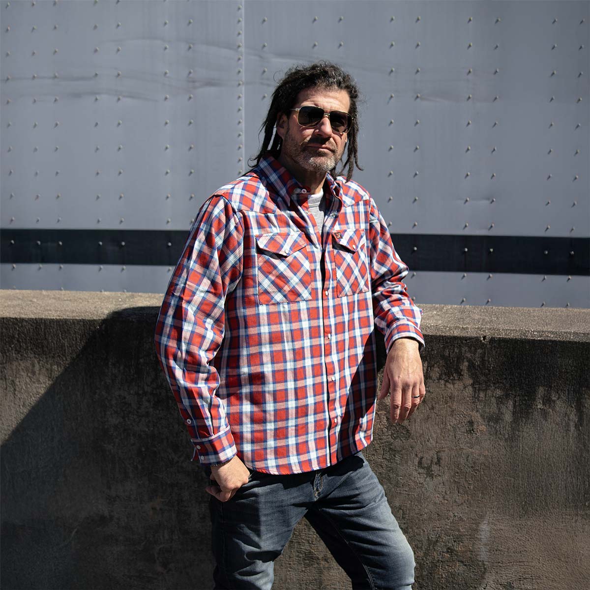Milwaukee Leather MNG11638 Men's Red and Blue with White Long Sleeve Cotton Flannel Shirt - Image 7