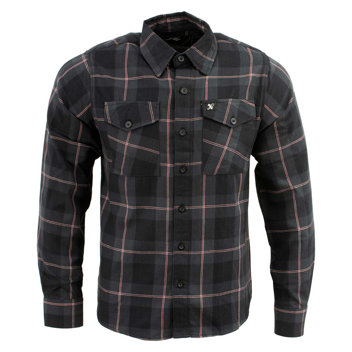 Milwaukee Leather MNG11647 Men's Black with Grey and Red Long Sleeve Cotton Flannel Shirt - Image 4