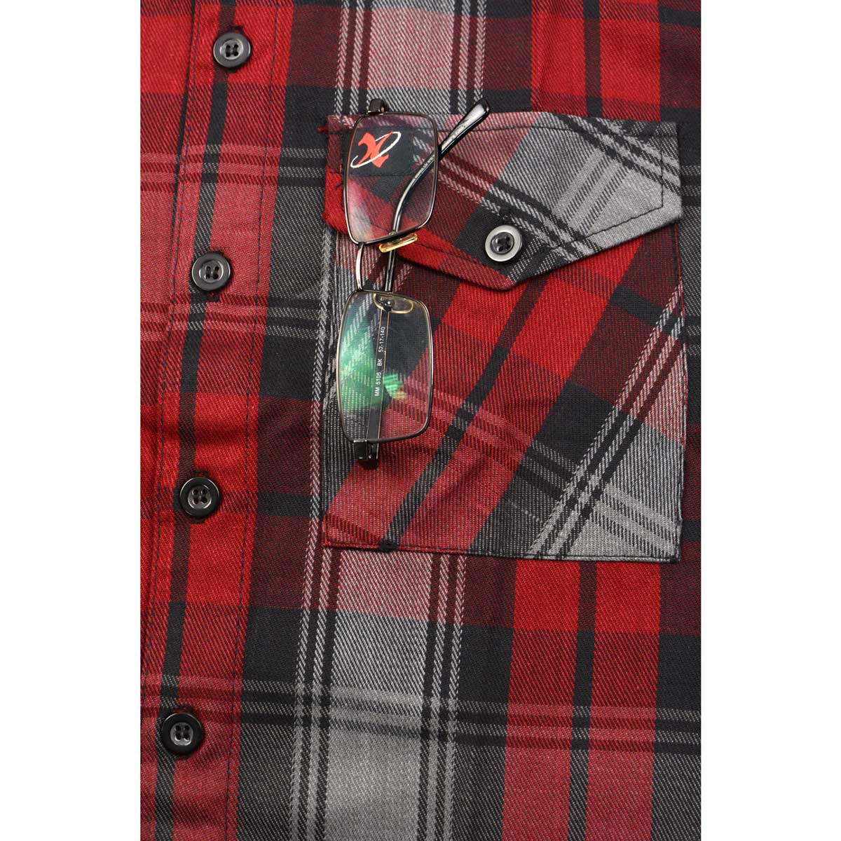 Milwaukee Leather MNG11652 Men's Black Grey and Red Long Sleeve Cotton Flannel Shirt - Image 10