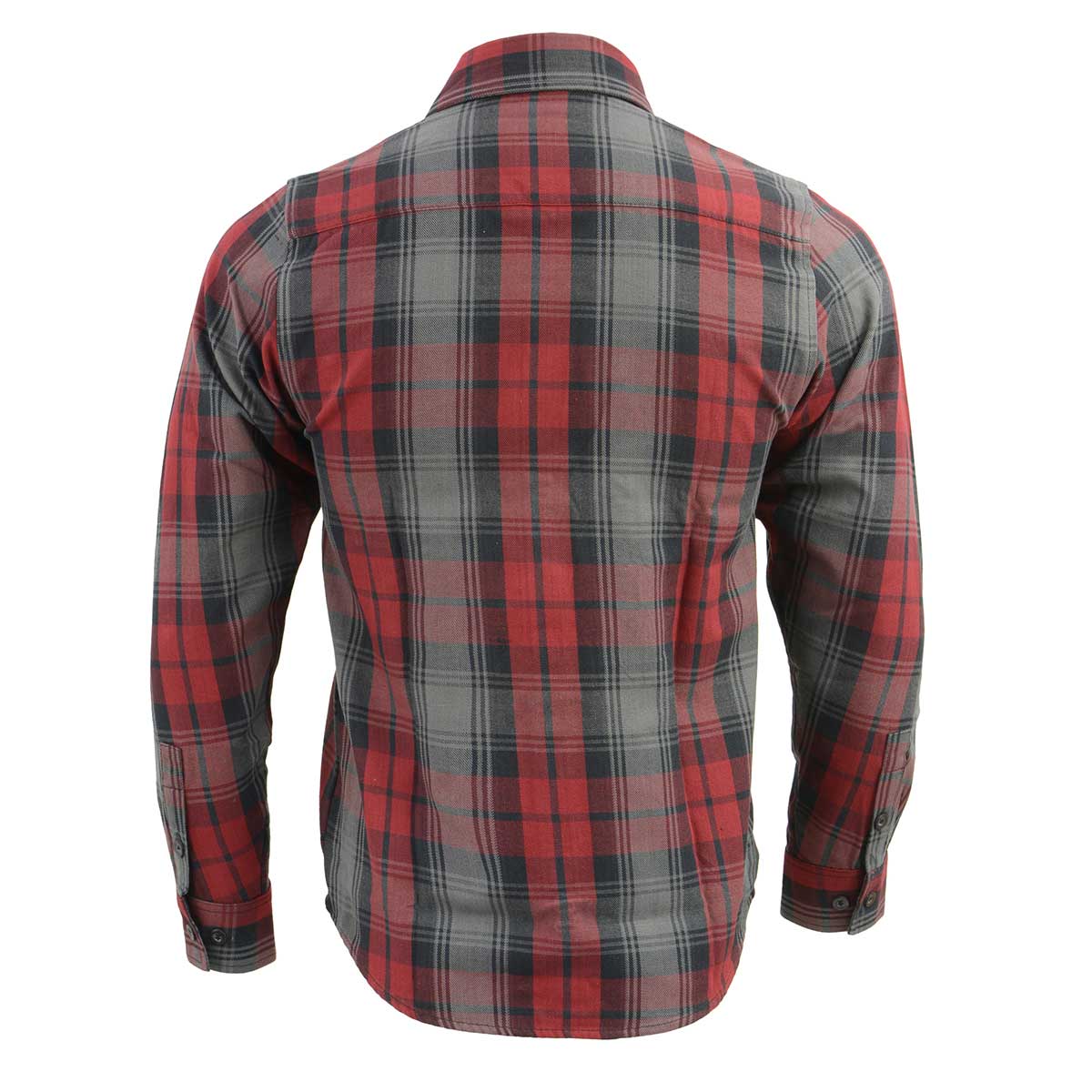 Milwaukee Leather MNG11652 Men's Black Grey and Red Long Sleeve Cotton Flannel Shirt - Image 2