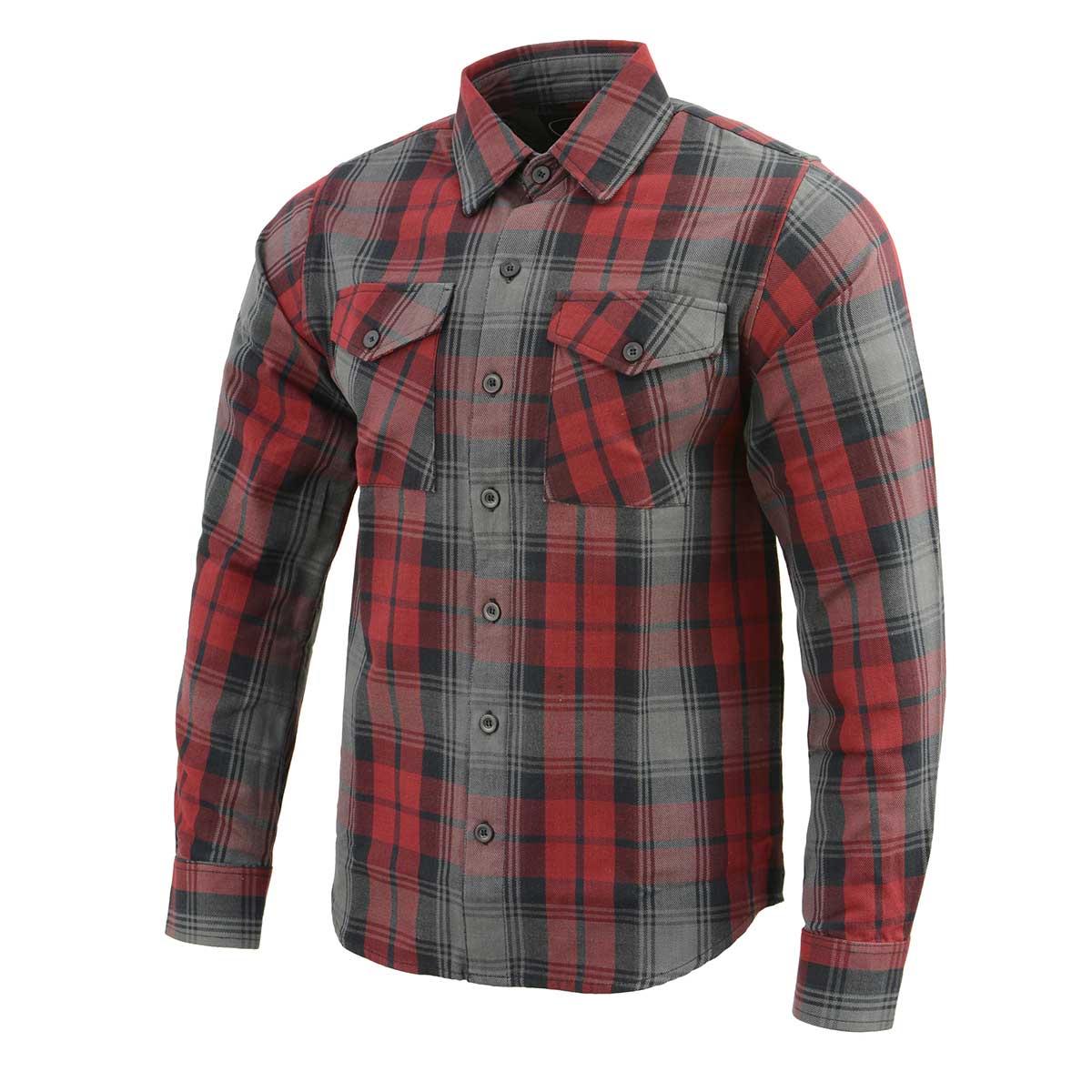 Milwaukee Leather MNG11652 Men's Black Grey and Red Long Sleeve Cotton Flannel Shirt - Image 4