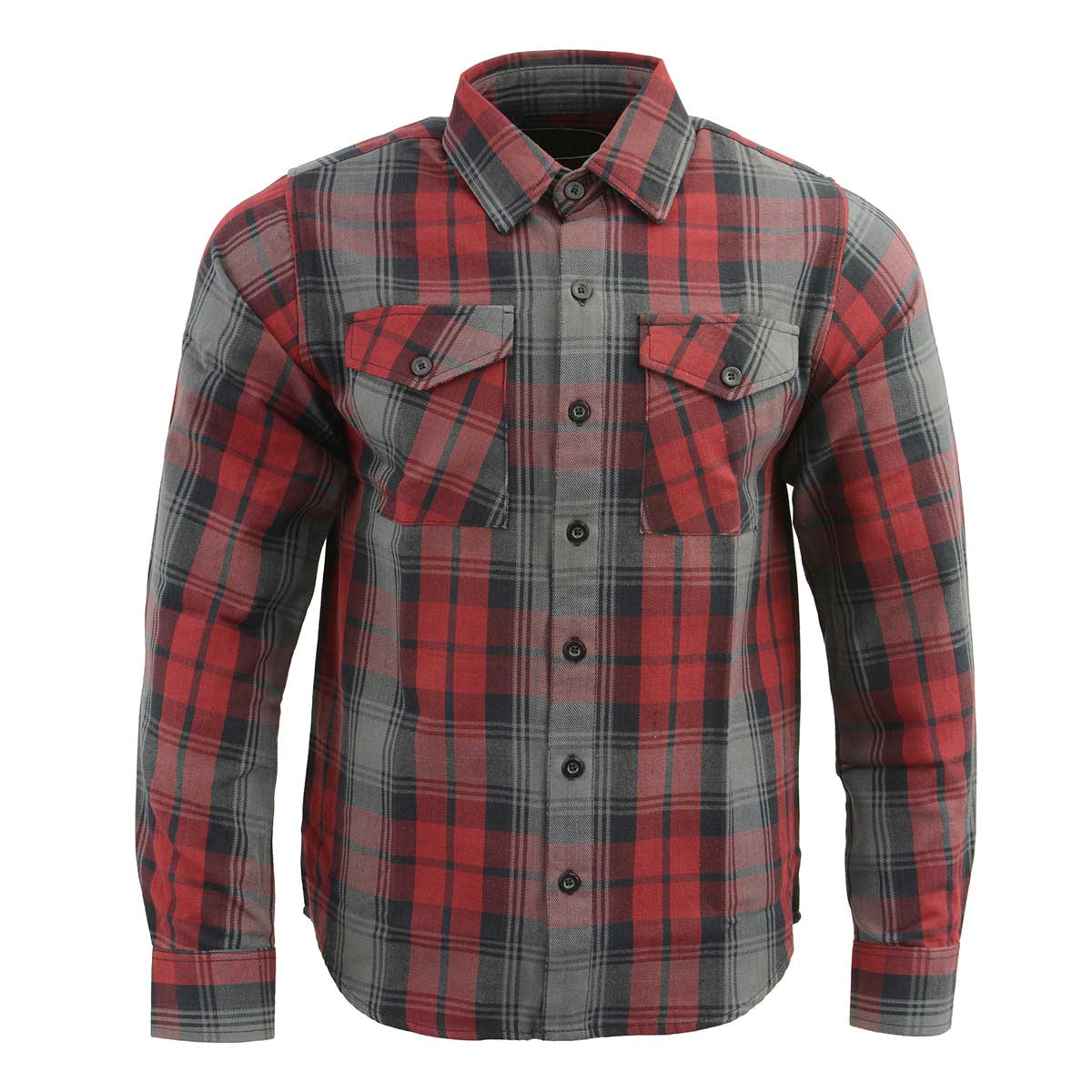 Milwaukee Leather MNG11652 Men's Black Grey and Red Long Sleeve Cotton Flannel Shirt - Image 5