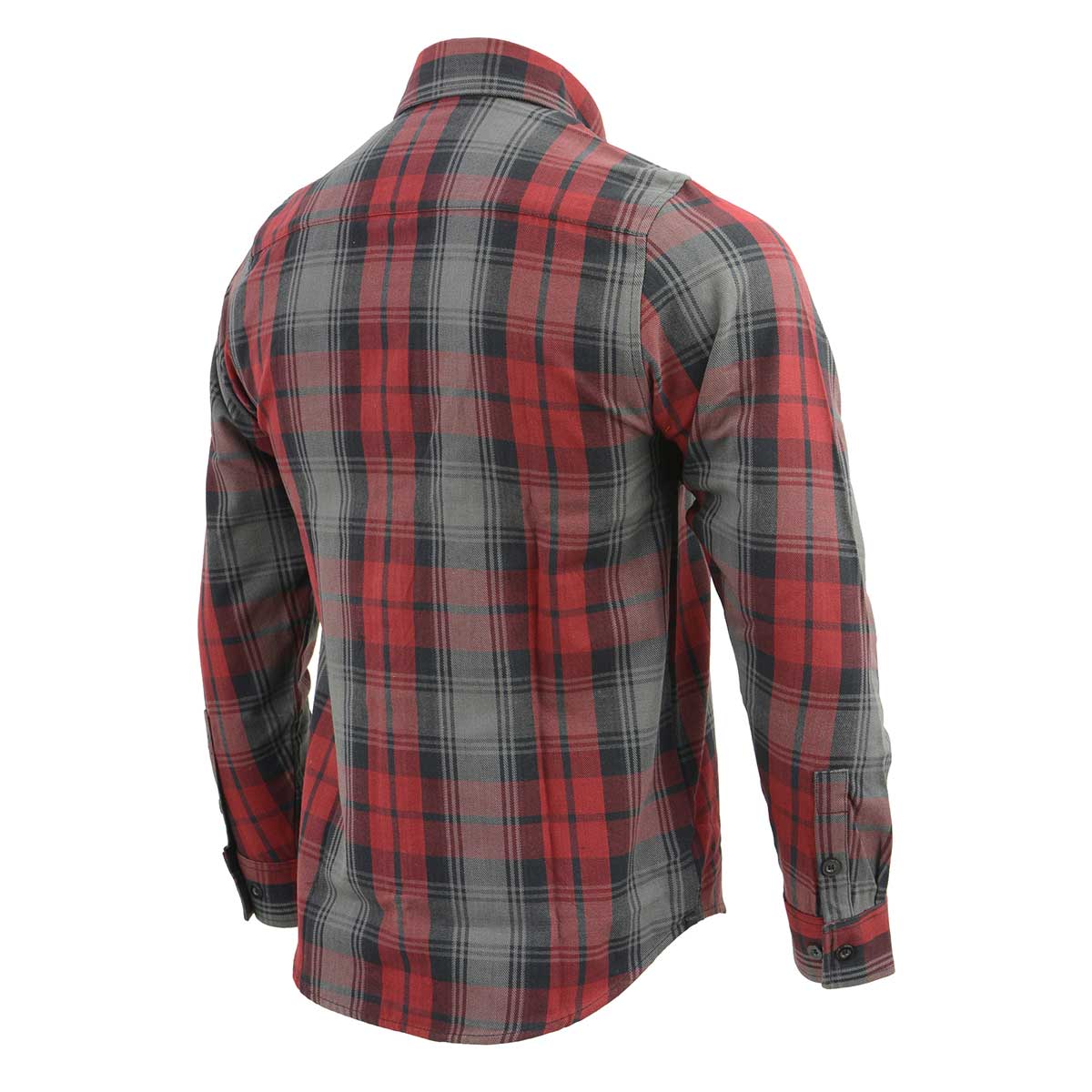 Milwaukee Leather MNG11652 Men's Black Grey and Red Long Sleeve Cotton Flannel Shirt - Image 6