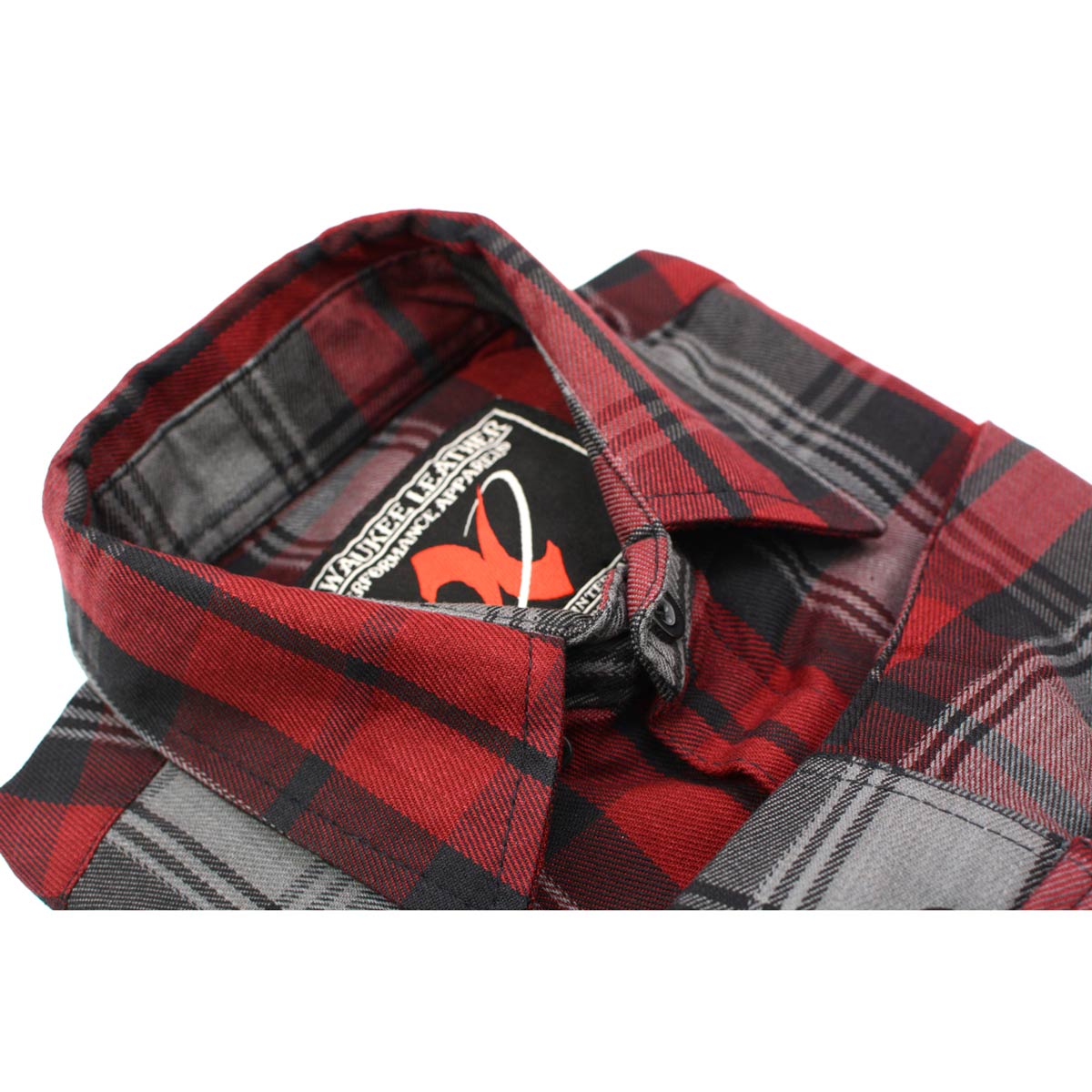 Milwaukee Leather MNG11652 Men's Black Grey and Red Long Sleeve Cotton Flannel Shirt - Image 8