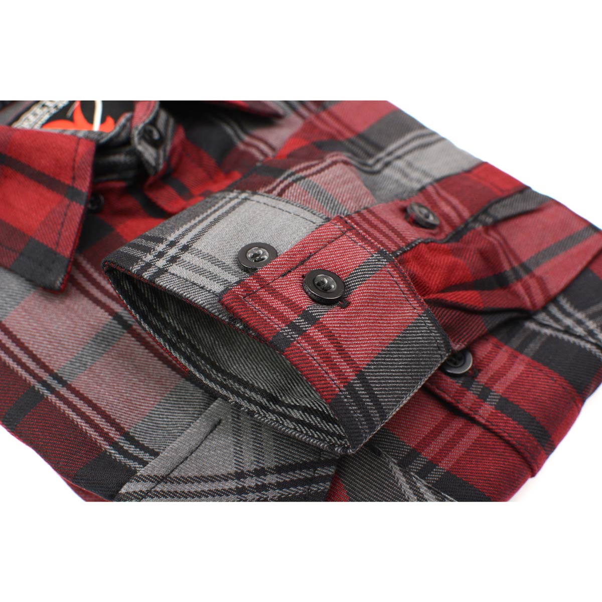 Milwaukee Leather MNG11652 Men's Black Grey and Red Long Sleeve Cotton Flannel Shirt - Image 9