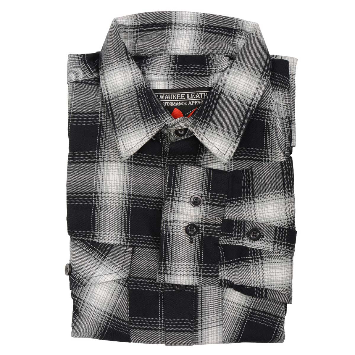 Milwaukee Leather MNG11654 Men's Black and White Long Sleeve Cotton Flannel Shirt - Image 6