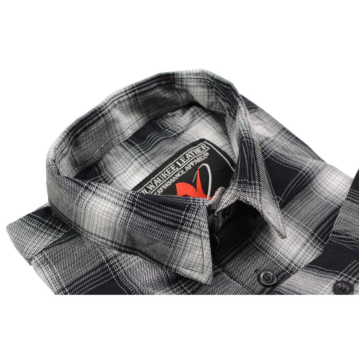 Milwaukee Leather MNG11654 Men's Black and White Long Sleeve Cotton Flannel Shirt - Image 7