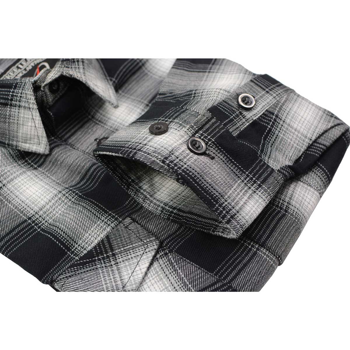 Milwaukee Leather MNG11654 Men's Black and White Long Sleeve Cotton Flannel Shirt - Image 8