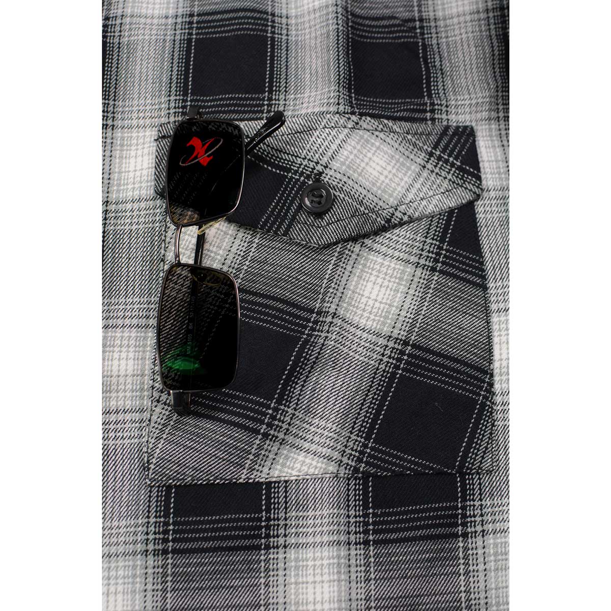 Milwaukee Leather MNG11654 Men's Black and White Long Sleeve Cotton Flannel Shirt - Image 9
