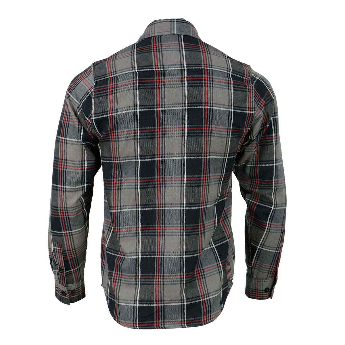 Milwaukee Leather MNG11658 Men's Black and Grey with Red Long Sleeve Cotton Flannel Shirt - Image 2