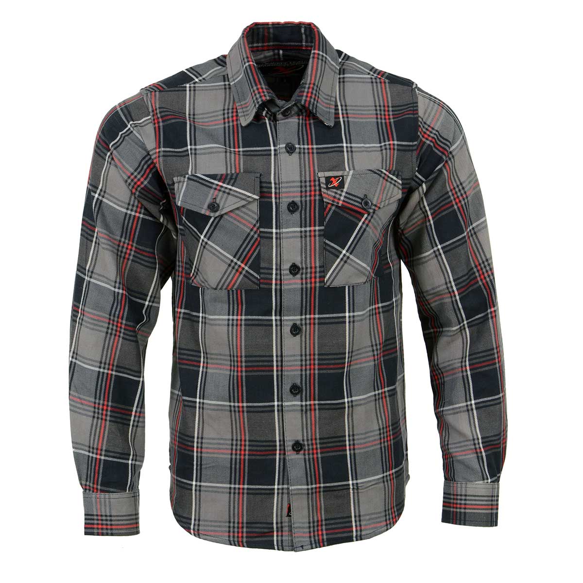 Milwaukee Leather MNG11658 Men's Black and Grey with Red Long Sleeve Cotton Flannel Shirt - Image 5