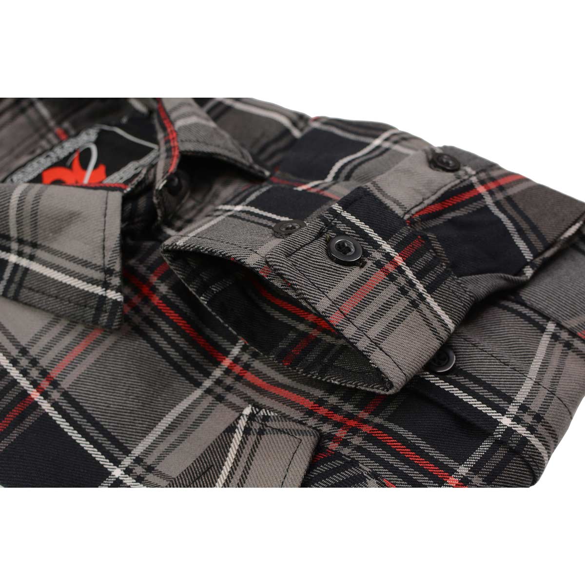 Milwaukee Leather MNG11658 Men's Black and Grey with Red Long Sleeve Cotton Flannel Shirt - Image 8