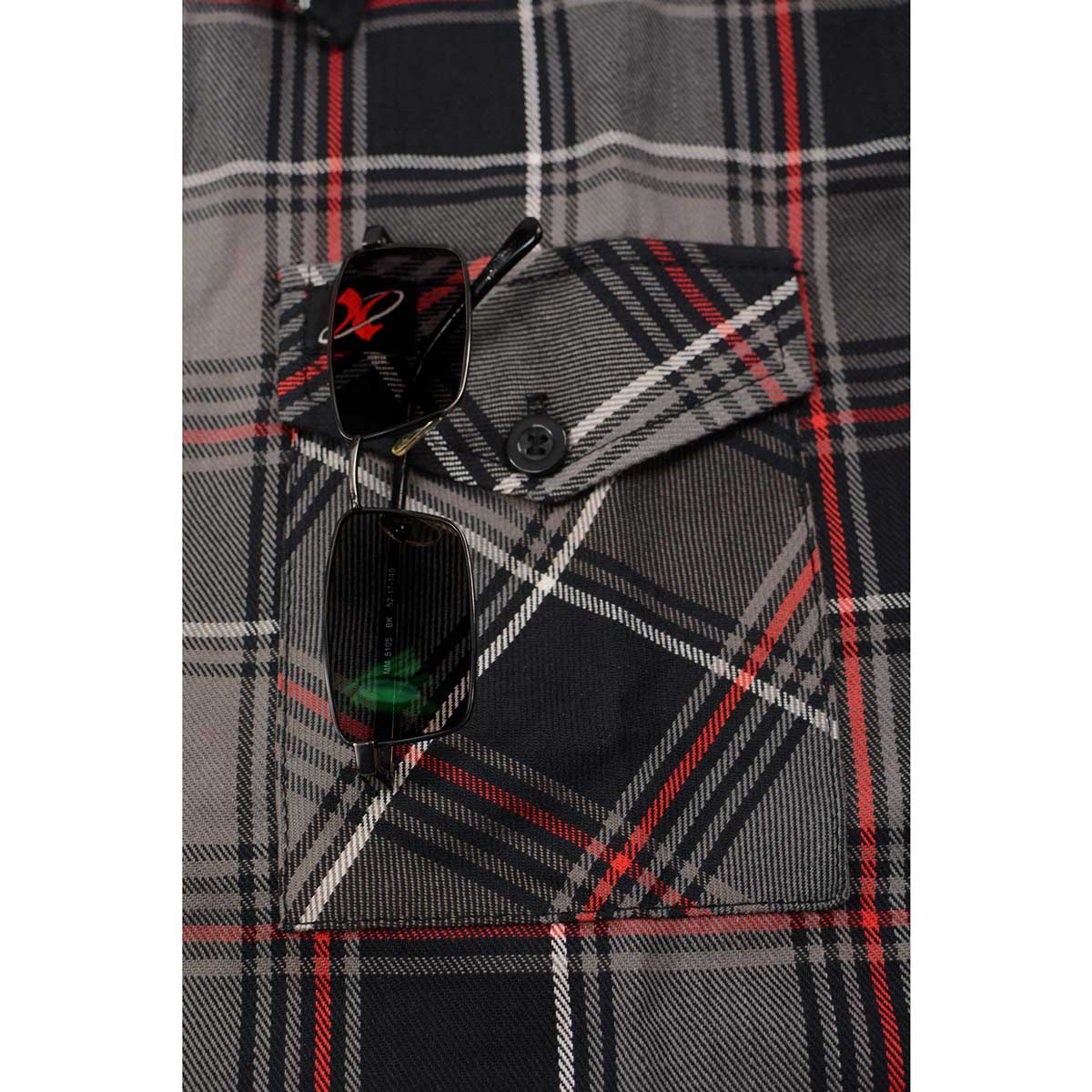 Milwaukee Leather MNG11658 Men's Black and Grey with Red Long Sleeve Cotton Flannel Shirt - Image 9